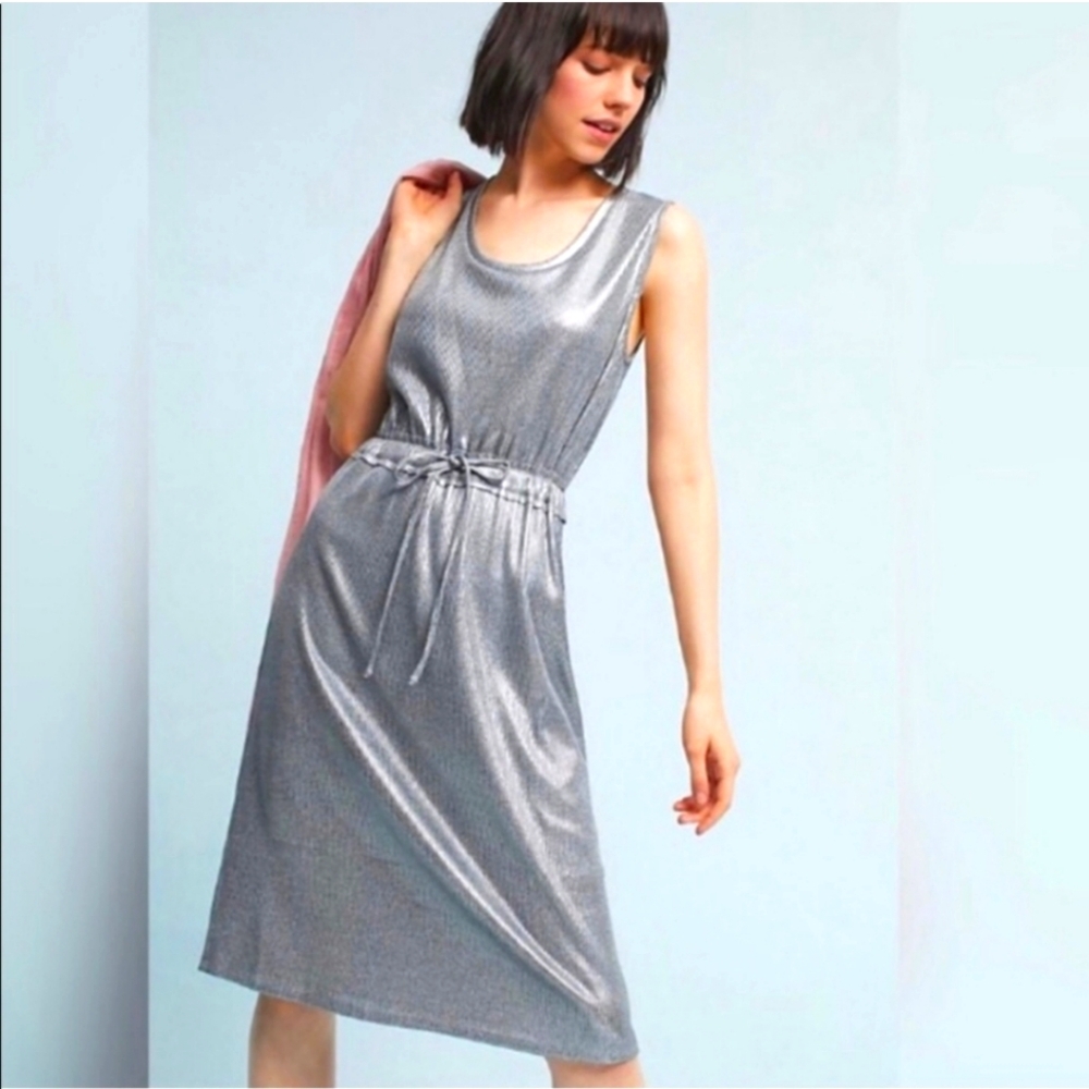 NWT Anthropologie Dolan Metallic Knit Midi Dress Size Medium